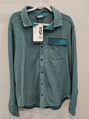 Stio Teal Green Long-Sleeve Fleece Shirt